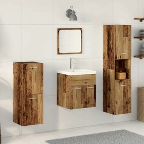 vidaXL Σετ Επίπλων Μπάνιου Επιτοίχιο 4 pcs Παλιό Ξύλο 30 x 30 x 130 εκ