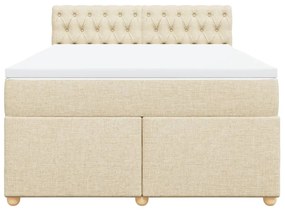 Κρεβάτι Boxspring με Στρώμα Κρεμ 160x200 εκ. Υφασμάτινο - Κρεμ