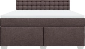 vidaXL Κρεβάτι Boxspring με Στρώμα Σκούρο Καφέ 180x200 εκ Υφασμάτινο
