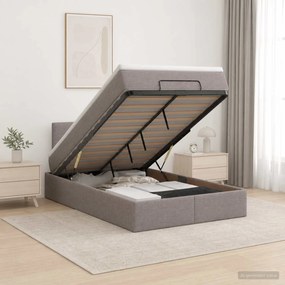 vidaXL Κρεβάτι Ottoman με Στρώμα και LED Taupe 120 x 200 cm Ύφασμα