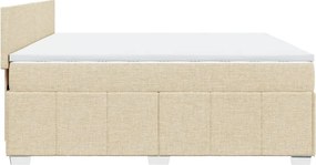 vidaXL Κρεβάτι Boxspring με Στρώμα Κρεμ 200x200 εκ. Υφασμάτινο