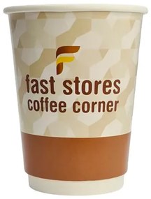 FAST STORES COFFEE CORNER χάρτινα ποτήρια καφέ 12oz, χωρίς καπάκι, 25τμχ