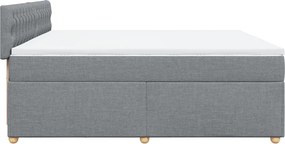 vidaXL Κρεβάτι Boxspring με Στρώμα Ανοιχτό Γκρι 200x200 εκ. Υφασμάτινο