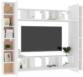 vidaXL Έπιπλα Τηλεόρασης Σετ 8 Τεμαχίων Λευκό από Επεξ. Ξύλο