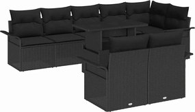vidaXL Σετ Καναπέ Κήπου με μαξιλάρι 9 pcs Μαύρο Πολυ ράταν