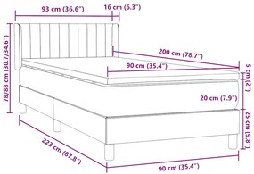 BOX SPRING ΚΡΕΒΑΤΙ ΜΕ ΣΤΡΩΜΑ ΑΝΟΙΧΤΟ ΓΚΡΙ 90X220 ΕΚ. ΒΕΛΟΥΔΙΝΟ 3318309