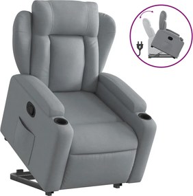 vidaXL Πολυθρόνα Ανακλινόμενη με Ανύψωση Ανοιχτό Γκρι Υφασμάτινη