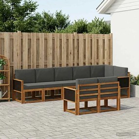 vidaXL Σειρά Καναπέ Εξωτερικού 8 pcs Φυσικό και Ανθρακί Πολυεστέρας