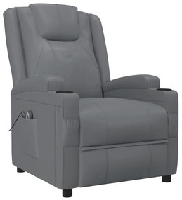 vidaXL Πολυθρόνα Ανακλινόμενη Ανθρακί από Συνθετικό Δέρμα