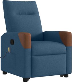 vidaXL Πολυθρόνα Μασάζ Ανακλινόμενη με Ανύψωση Μπλε Υφασμάτινη