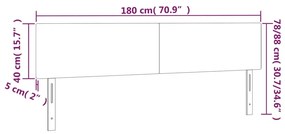 vidaXL Κεφαλάρι Κρεβατιού LED Ανοιχτό Γκρι 180x5x78/88 εκ. Βελούδινο