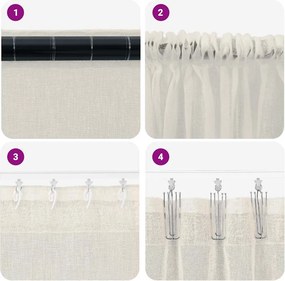 vidaXL Κουρτίνα βυσσινί 2 pcs Κρεμ 260 x 140 εκ. Πολυεστέρας