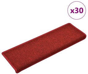 vidaXL Πατάκια Σκάλας 30 τεμ. Κόκκινα 65 x 21 x 4 εκ.