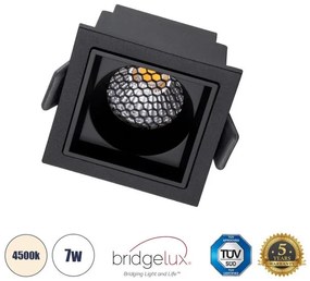 Χωνευτό Σποτ Downlight LED TrimLess 7W Μαύρο Φυσικό 4500K PLUTO-S 60268 Globostar-60268-Μαύρο 60268