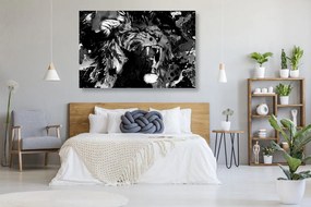 Εικόνα κεφαλιού λιονταριού σε μαύρο & άσπρο - 60x40