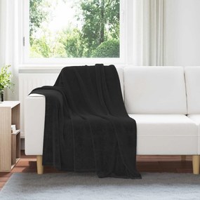 vidaXL Κουβέρτα Μαύρο 130 x 150 cm Μαλλί