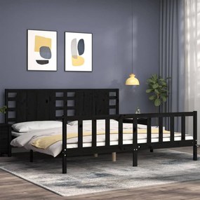 vidaXL Πλαίσιο Κρεβατιού με Κεφαλάρι Μαύρο 200x200 εκ. Μασίφ Ξύλο