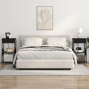vidaXL Κομοδίνο με ράφι Μαύρη δρυς 41 x 31 x 76 εκ. Επεξεργασμένο ξύλο
