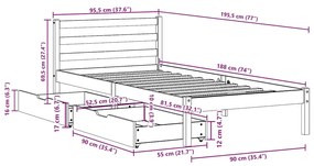 ΣΚΕΛΕΤΟΣ ΚΡΕΒ. ΧΩΡΙΣ ΣΤΡΩΜΑ ΚΑΦΕ ΚΕΡΙΟΥ 90X190 ΕΚ ΜΑΣΙΦ ΠΕΥΚΟ 3301551