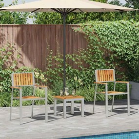 vidaXL Σέτ φαγητού για κήπο 3 pcs Καφέ Μασίφ ξύλο teak