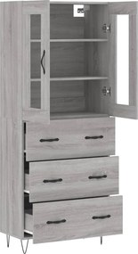 vidaXL Ντουλάπι Γκρι Sonoma 69,5 x 34 x 180 εκ. Επεξεργασμένο Ξύλο