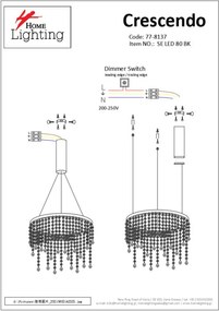 Φωτιστικό Οροφής  SE LED 80 CRESCENDO PENDANT BLACK Γ5 - 21W - 50W - 77-8137