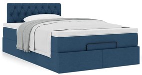 VidaXL Οθωμανικό κρεβάτι με στρώμα μπλε 120x200cm ύφασμα
