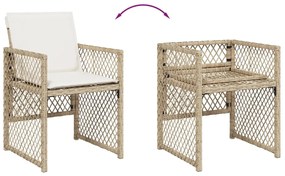 vidaXL Σετ Τραπεζαρίας Κήπου 13 τεμ. Μπεζ Συνθ. Ρατάν με Μαξιλάρια