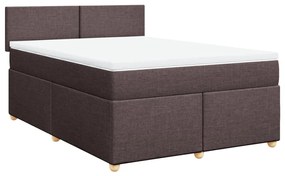 vidaXL Κρεβάτι Boxspring με Στρώμα Σκούρο Καφέ 140x190 εκ. Υφασμάτινο