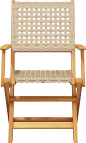 vidaXL Σετ Τραπεζαρίας Κήπου 7 τεμ. Μπεζ από Συνθ. Ρατάν/Μασίφ Ξύλο