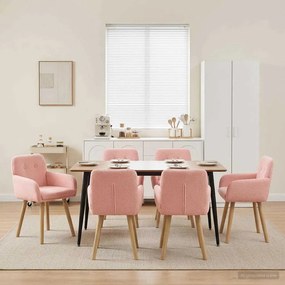 vidaXL Καρέκλες φαγητού 6 τμχ. Μπουκλέ Ροζ 59 x 57 x 85 εκ.
