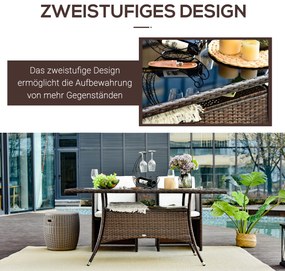 Outsunny Τραπέζι Κήπου Γυάλινο Τραπέζι Τραπεζαρίας Έπιπλα Κήπου Τραπέζι, Πολυρατάν+Ασφαλές Γυαλί, Καφέ+Μαύρο, 150x85x74cm