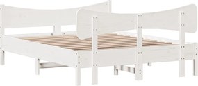 vidaXL Σκελετός Κρεβ. Χωρίς Στρώμα Λευκό 140x190 εκ Μασίφ Πεύκο
