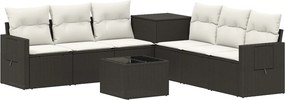vidaXL Σετ Καναπέ 8 τμχ. Μαύρο και Κρεμ Λευκό 55 x 55 x 37 εκ
