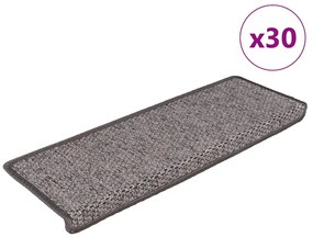Πατάκια Σκάλας Αυτοκόλ. 30 τεμ. Όψη Σιζάλ Γκρι/Μπεζ 65x21x4 εκ.
