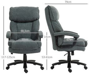 HOMCOM Μεγάλη ψηλή καρέκλα γραφείου, χωρητικότητα 200 κιλών, στιβαρή κατασκευή, μαλακό κάλυμμα, Γκρι