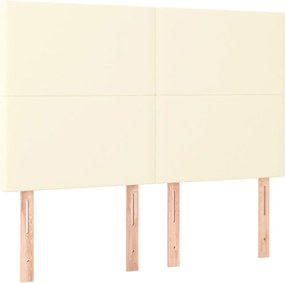 vidaXL Κρεβάτι Boxspring με Στρώμα Κρεμ 140x200εκ. από Συνθετικό Δέρμα
