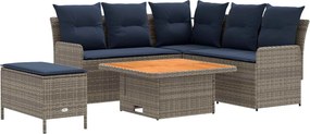 vidaXL Σύνολα επίπλων με μαξιλάρι 5 pcs Γκρι και Navy Blue Ράτα PE