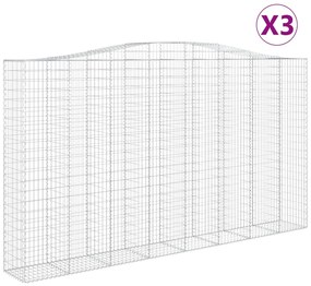 vidaXL Συρματοκιβώτια Τοξωτά 3 τεμ. 400x50x220/240 εκ. Γαλβαν. Ατσάλι