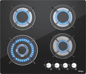 IsEasy MGBG-604B εστία αερίου τεσσάρων ζωνών με γυάλινο πάνελ