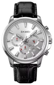 AΝΑΛΟΓΙΚΟ ΡΟΛΟΙ ΧΕΙΡΟΣ – SKMEI - 2071 - SILVER-WHITE/LEATHER BLACK