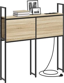 vidaXL Κεφαλάρι Αποθήκης με Σταθμό Φόρτισης με ράφι Sonoma Δρυς