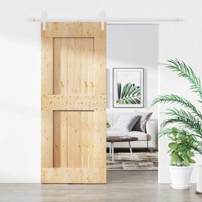 vidaXL Συρόμενη Πόρτα Φυσικό και Λευκό 85 x 210 cm
