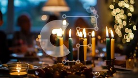 Σετ των 2 Intra Συλλεκτικό Ξύλινο Παζλ Plywood 4mm - Τραπεζαρία με αναμμένα κεριά και ανθρώπους Σε Ξύλινο Κουτί - Διαστάσεις: 10x10 cm – 25 κομμάτια