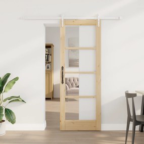 vidaXL Συρόμενη Πόρτα με Σετ Εξαρτημάτων  73.5x198.5 cm Μασίφ Ξύλο Πεύκου
