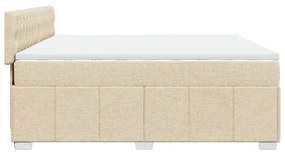 Κρεβάτι Boxspring με Στρώμα Κρεμ 200x200 εκ. Υφασμάτινο - Κρεμ