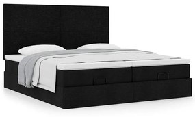 VidaXL Οθωμανικό κρεβάτι με στρώματα Μαύρο 180x200cm Ύφασμα