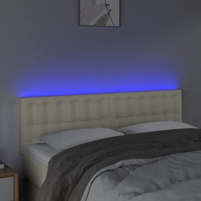 vidaXL Κεφαλάρι Κρεβατιού LED Κρεμ 144x5x78/88 εκ. από Συνθετικό Δέρμα