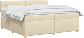vidaXL Κρεβάτι box spring με στρώμα Κρεμ 200 x 200 cm Ύφασμα