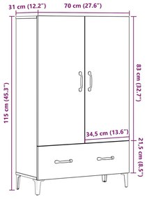 Ντουλάπι Παλιό ξύλο 70x31x115 cm Κατασκευασμένο ξύλο - Καφέ